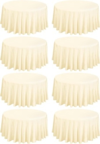 fani 8 Pack 120 Inch Round Tablecloth, Beige Polyester Fabric Table Cloth for Round Table - Lot 4340