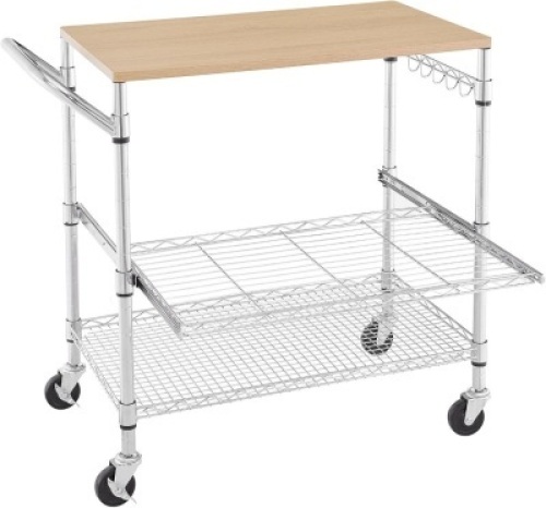 3 Tier Rolling Kitchen Cart with Wood Tabletop - Lot 4349