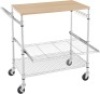 3 Tier Rolling Kitchen Cart with Wood Tabletop - Thumbnail 1