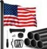 20FT Heavy Duty Flag Poles for Outside House In Ground, 6063 Aluminum Extra Thick Black Flag Pole Kit with 3x5 Embroidered American Flag - Thumbnail 1
