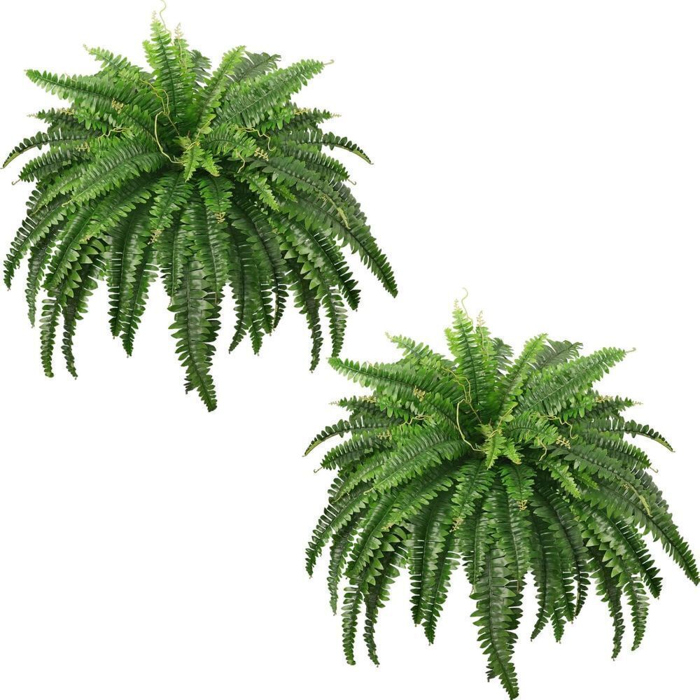45" Fake Ferns, Realistic Large Artificial Bush Plants, 2 Artificial Boston Ferns with 59 Fronds for Outdoors Planter Indoor Home Garden Porch Decor - Image 1 - Lot 4397
