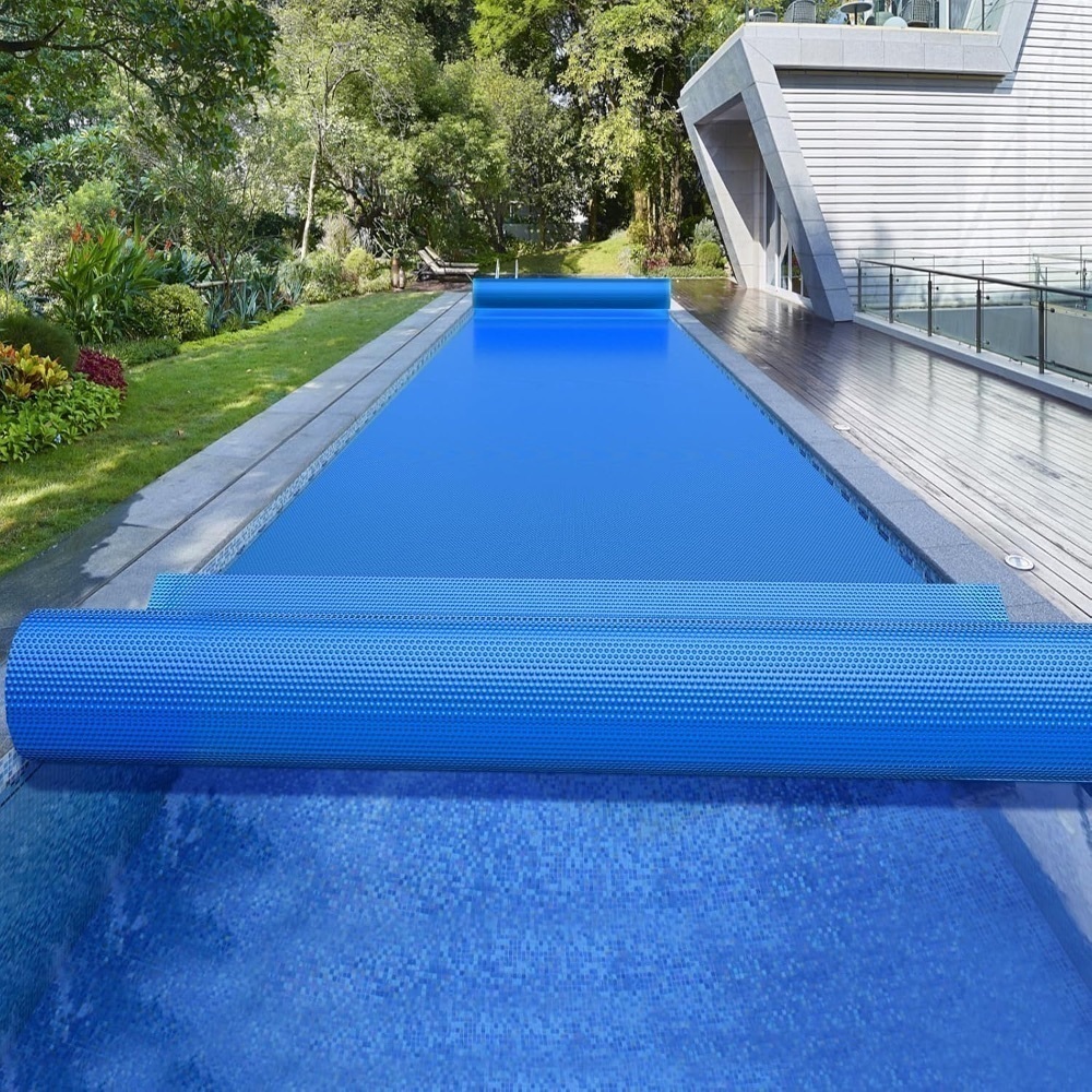 BigXwell Solar Pool Cover, Blue 16-mil 12 x 24 Foot Rectangle Solar Blanket for In-Ground Pools - Image 1 - Lot 4456