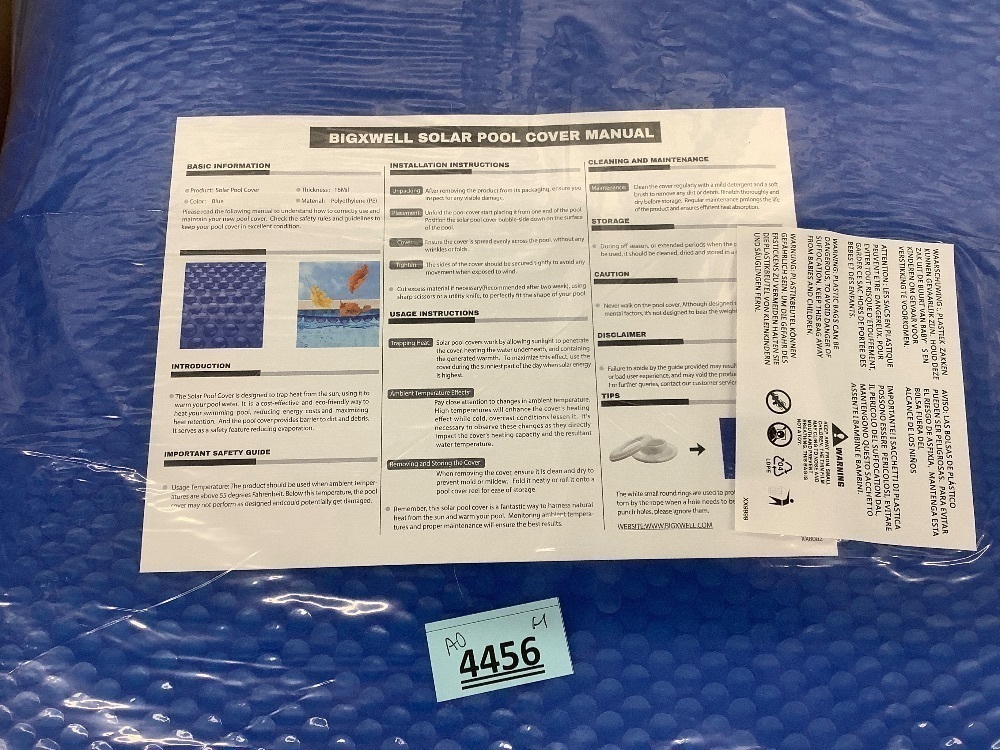 BigXwell Solar Pool Cover, Blue 16-mil 12 x 24 Foot Rectangle Solar Blanket for In-Ground Pools - Image 3 - Lot 4456
