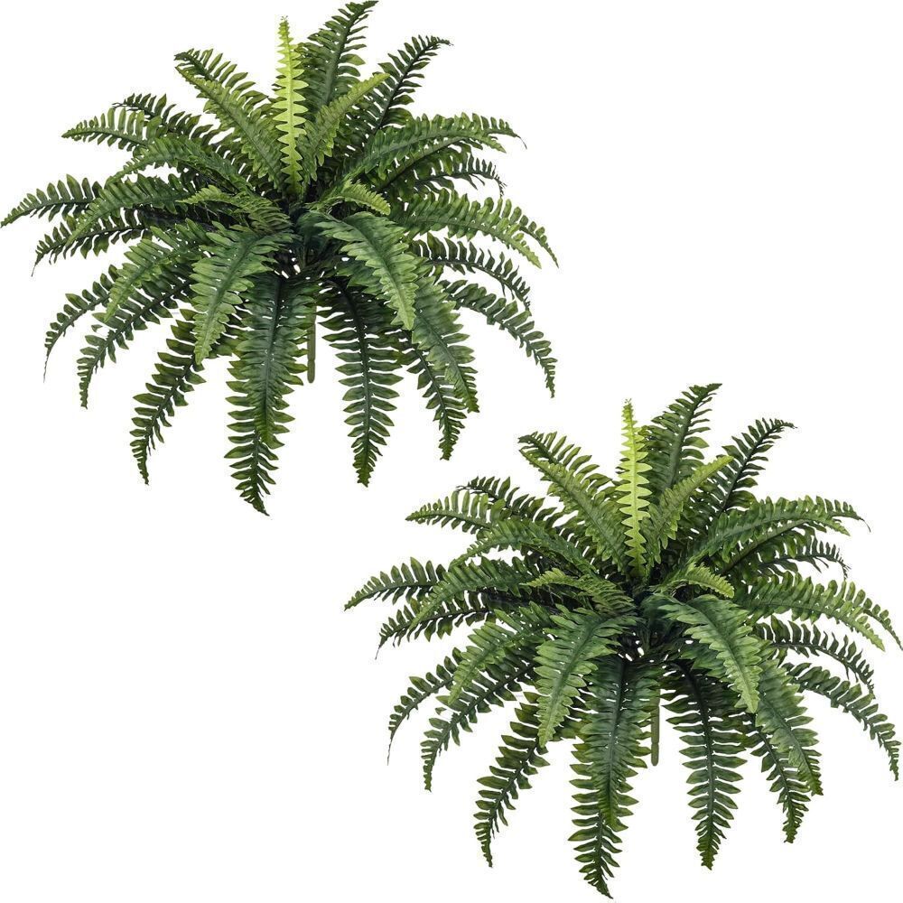 FOREST PRINCE 35" Ferns Artificial Bush Plants Large, 2 Artificial Boston Ferns with 39 Fronds for Outdoors Home Decor - Image 1 - Lot 4458