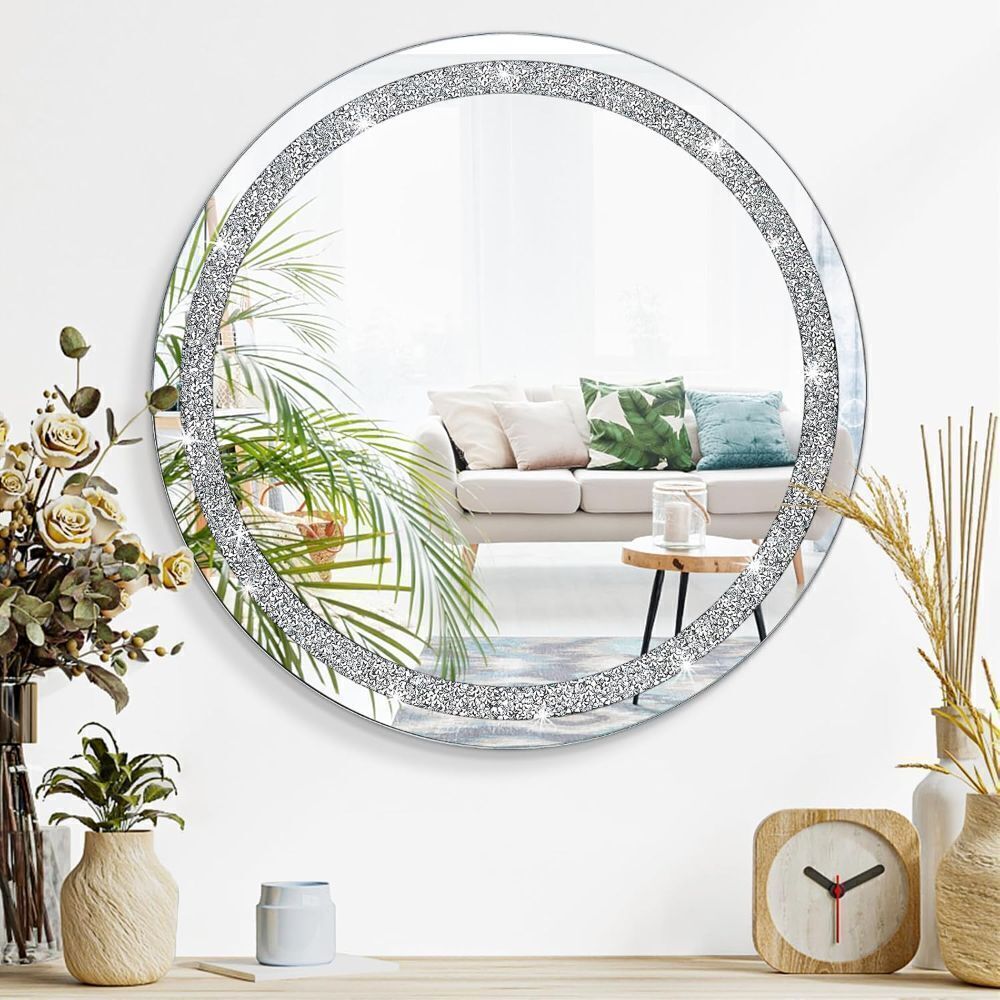 Crystal Crush Diamond Mirror for Wall Round Decor Frameless - Image 1 - Lot 4467