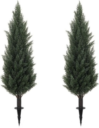 3ft artificial cedar topiary trees with ground spike - Lot 4565