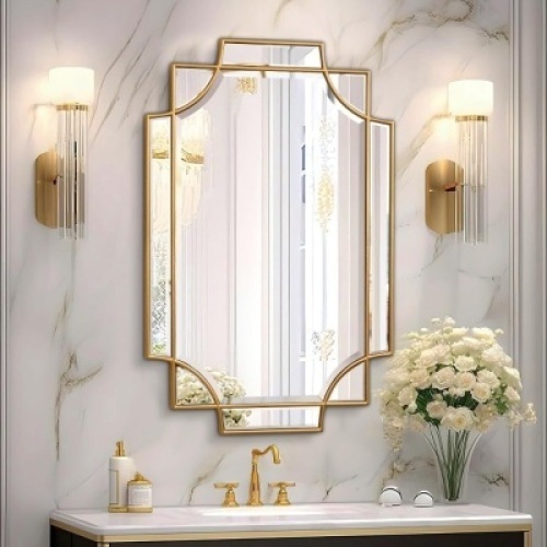 Gold Bathroom Mirror for Wall, 24"x36" Rectangle Vanity Mirror - Lot 4577