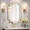 Gold Bathroom Mirror for Wall, 24"x36" Rectangle Vanity Mirror - Thumbnail 1