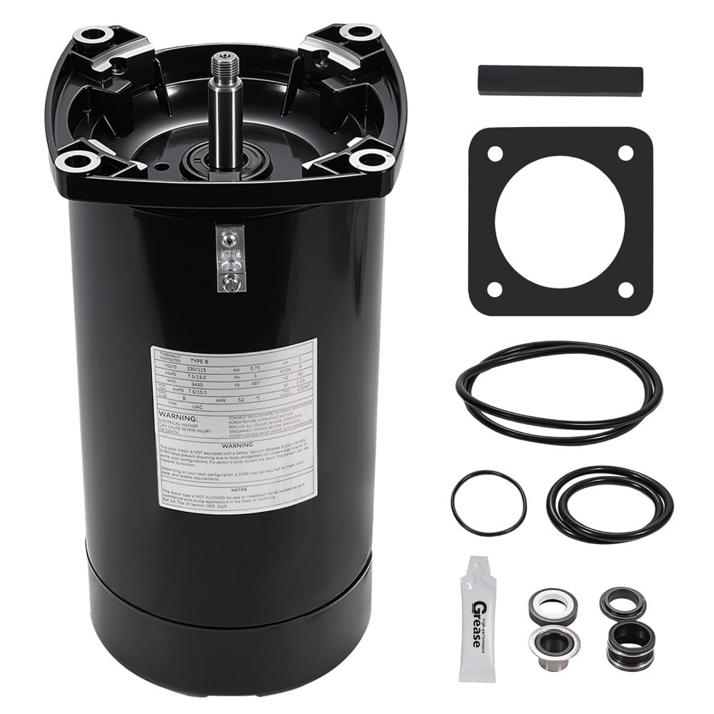 1 HP Black Submersible Steel & Copper Pool Pump Motor Kit 230/115V Replacement for Hayward Super Pump SP2607X10/A.O. Smith Electric Motor - Image 1 - Lot 4581