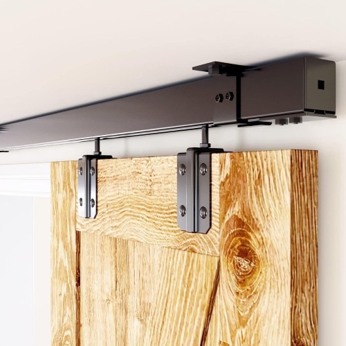 5FT Box Rail Hardware Heavy Duty Steel Sliding Barn Door Track, Ceiling Mount Kit - Lot 4585