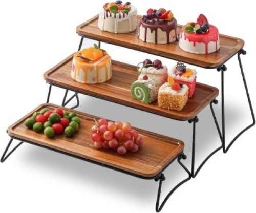Acacia wood and metal 3 tier serving stand - Lot 4597