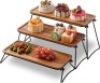 Acacia wood and metal 3 tier serving stand - Thumbnail 1