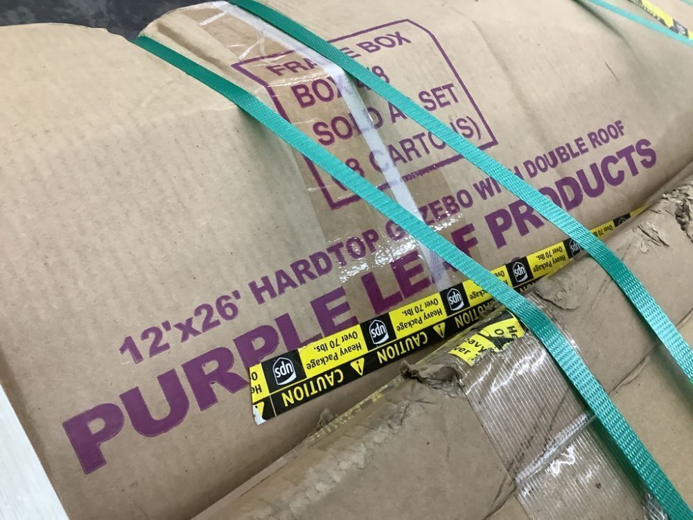 PURPLE LEAF 12 ft.x 26 ft. Bronze Aluminum Power-Coated Frame Galvanized Steel Double Roof Hardtop Gazebo, Hooks, Netting, Khaki Curtain - Image 8 - Lot 4JF