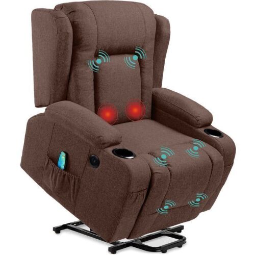 Electric Power Lift Recliner Massage Chair w/ Heat, USB Port, Cupholders - Lot 9