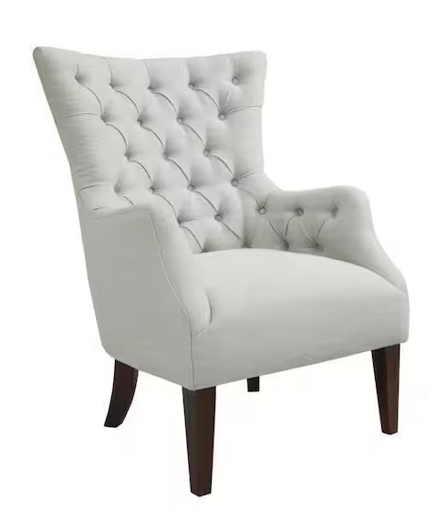 Madison Park Isa Ivory Button Tufted Wingback Chair - Image 1 - Lot 14