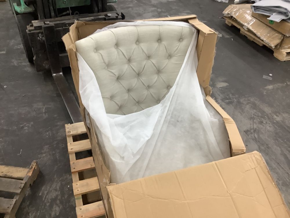 Madison Park Isa Ivory Button Tufted Wingback Chair - Image 2 - Lot 14