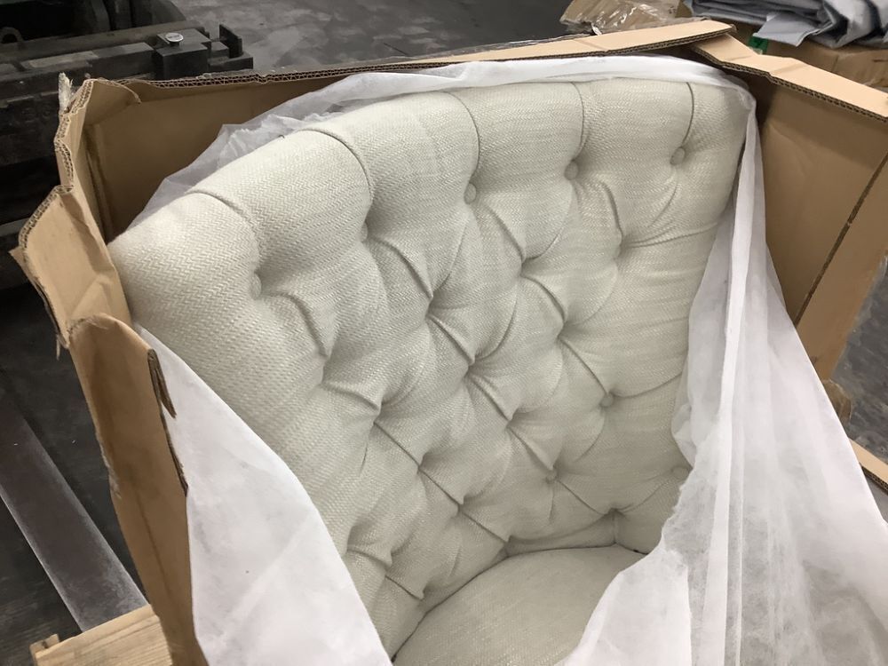 Madison Park Isa Ivory Button Tufted Wingback Chair - Image 3 - Lot 14