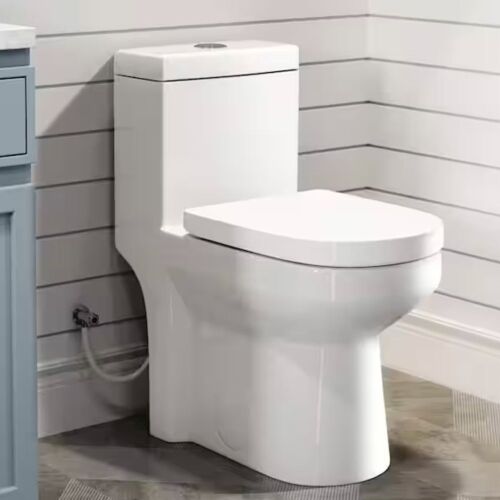 One-Piece 1.1/1.6 GPF Dual Flush Round Toilet in White Soft Close Seat - Lot 19JF