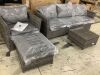 Bella Gray 6-Piece Wicker Outdoor Sectional Set with Dark Gray Cushions - Missing 2 Foot Levelers & 2 Leveler Inserts - Thumbnail 2