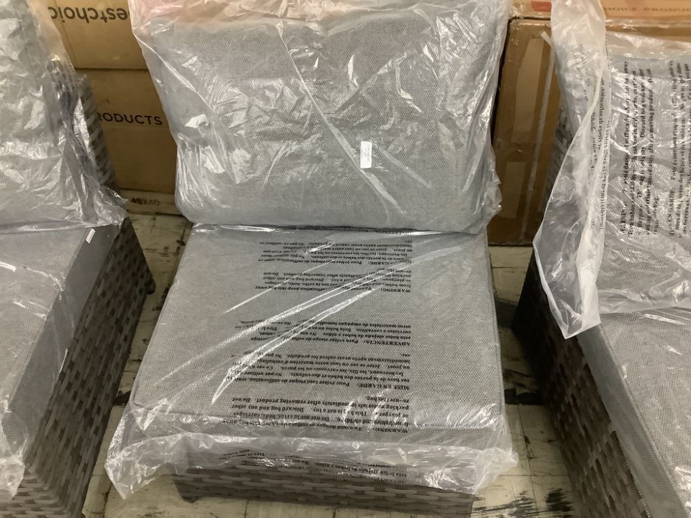 Bella Gray 6-Piece Wicker Outdoor Sectional Set with Dark Gray Cushions - Missing 2 Foot Levelers & 2 Leveler Inserts - Image 9 - Lot 27JF