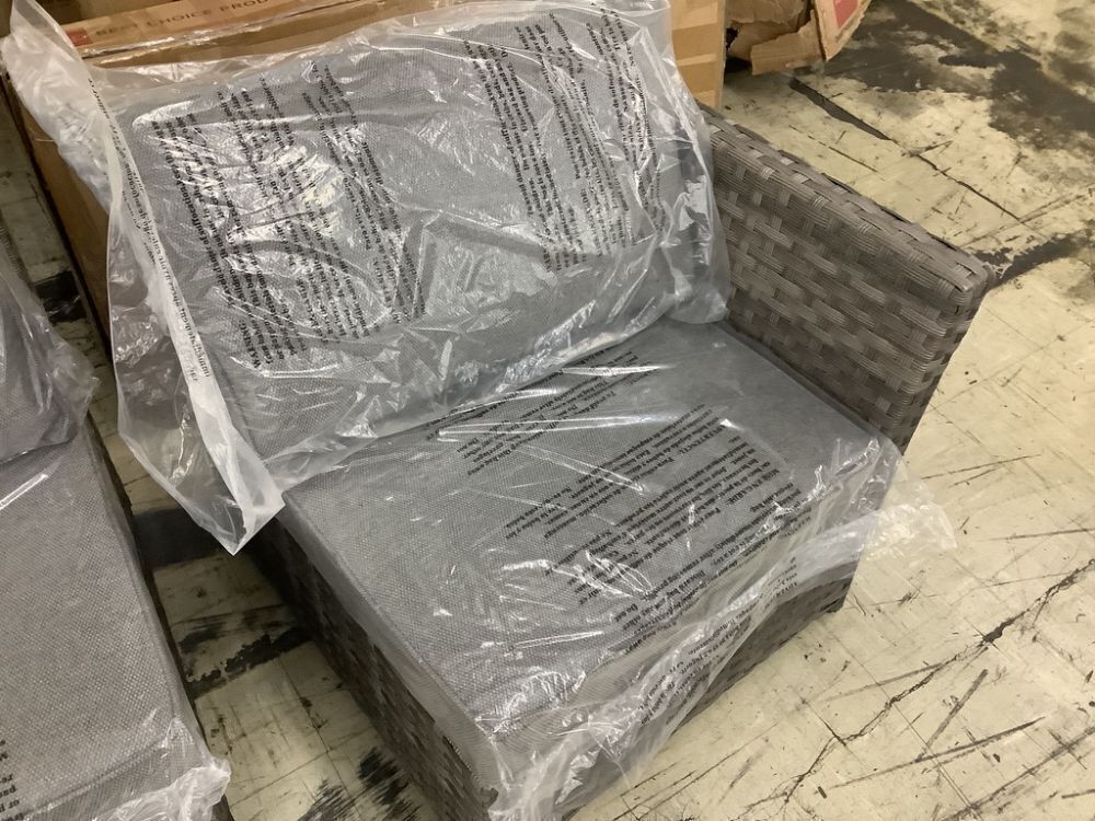 Bella Gray 6-Piece Wicker Outdoor Sectional Set with Dark Gray Cushions - Missing 2 Foot Levelers & 2 Leveler Inserts - Image 10 - Lot 27JF