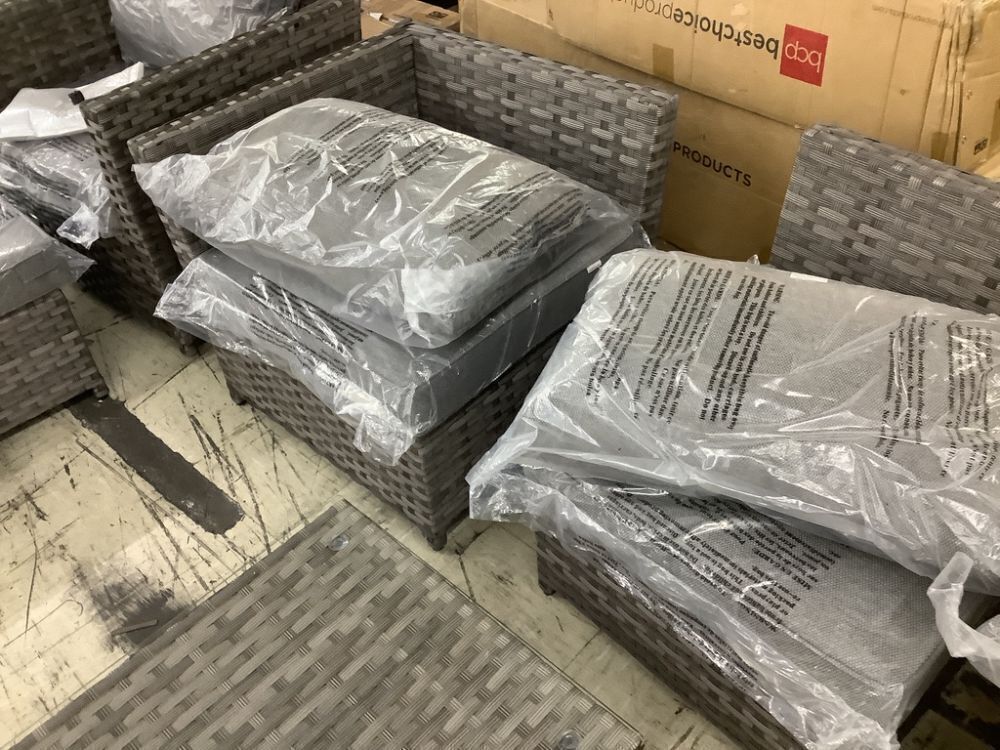 Bella Gray 6-Piece Wicker Outdoor Sectional Set with Dark Gray Cushions - Missing 2 Foot Levelers & 2 Leveler Inserts - Image 12 - Lot 27JF