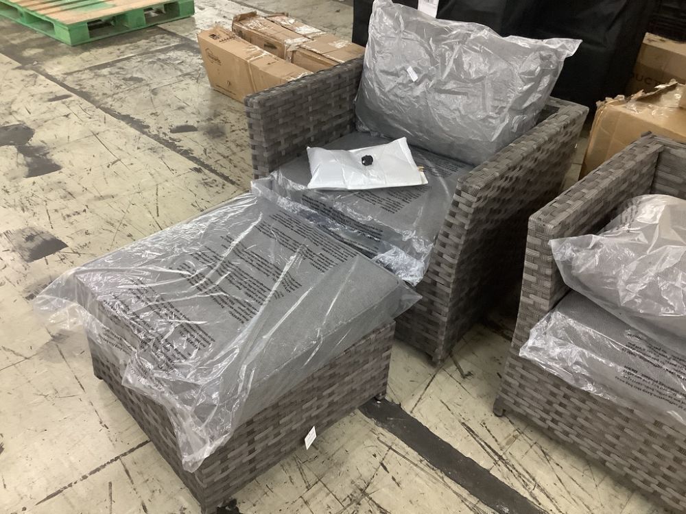 Bella Gray 6-Piece Wicker Outdoor Sectional Set with Dark Gray Cushions - Missing 2 Foot Levelers & 2 Leveler Inserts - Image 14 - Lot 27JF
