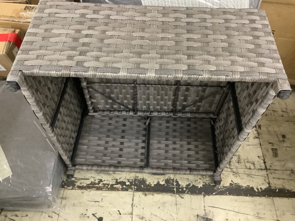 Bella Gray 6-Piece Wicker Outdoor Sectional Set with Dark Gray Cushions - Missing 2 Foot Levelers & 2 Leveler Inserts - Image 22 - Lot 27JF