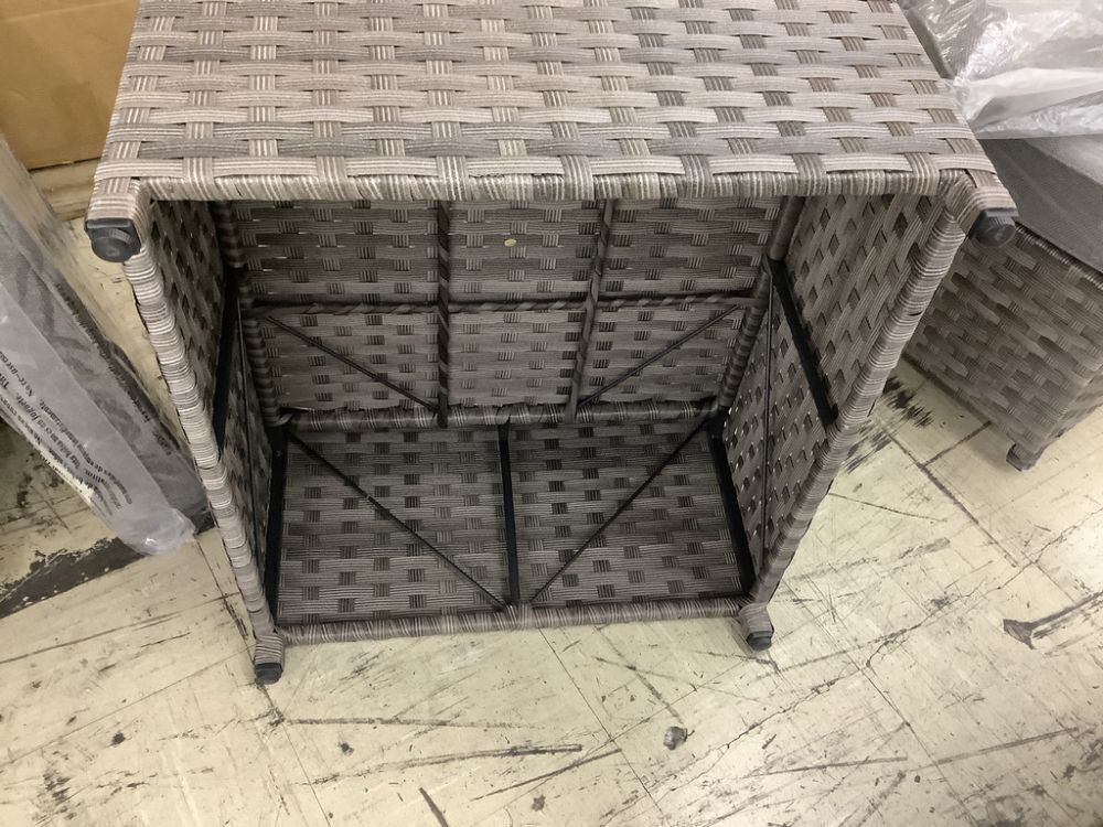 Bella Gray 6-Piece Wicker Outdoor Sectional Set with Dark Gray Cushions - Missing 2 Foot Levelers & 2 Leveler Inserts - Image 23 - Lot 27JF