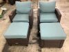 PHI VILLA Brown Rattan Wicker 4 Seat 4-Piece Steel Patio Outdoor Sectional Set - 1 Foot Broken on Ottoman - Thumbnail 2