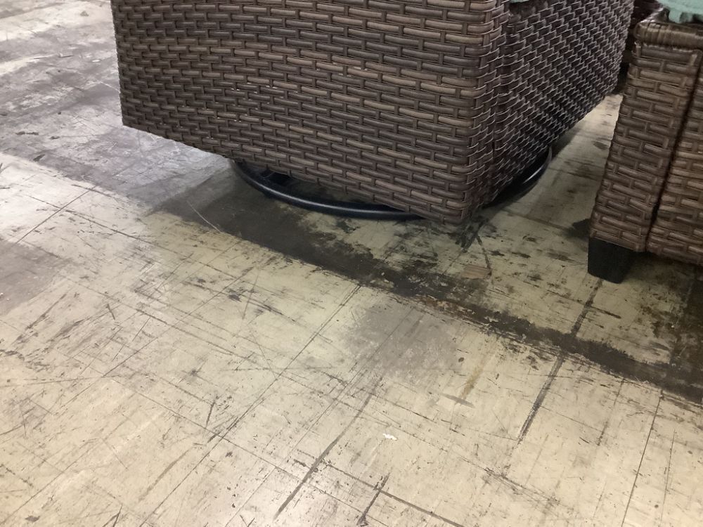 PHI VILLA Brown Rattan Wicker 4 Seat 4-Piece Steel Patio Outdoor Sectional Set - 1 Foot Broken on Ottoman - Image 5 - Lot 29JF