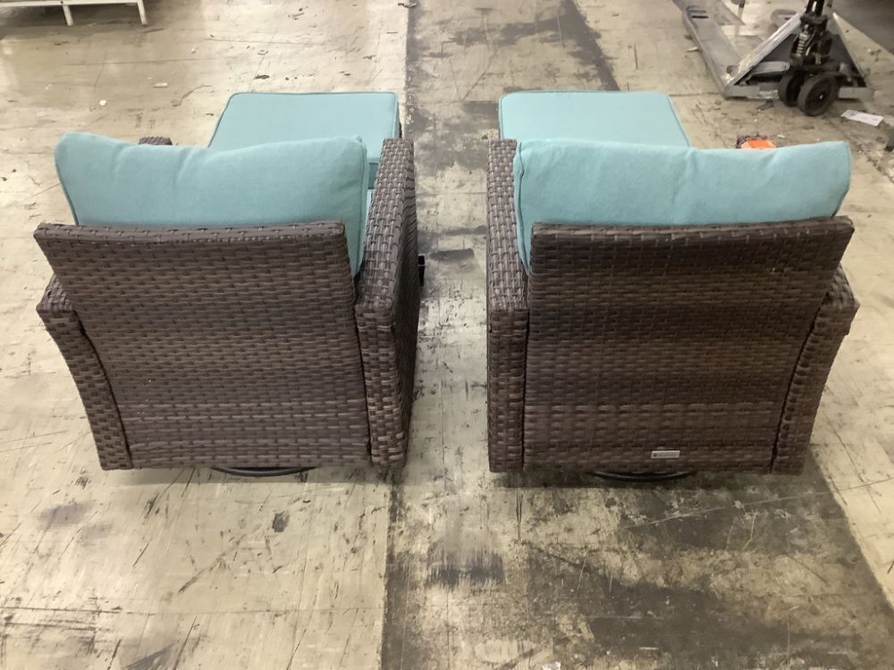 PHI VILLA Brown Rattan Wicker 4 Seat 4-Piece Steel Patio Outdoor Sectional Set - 1 Foot Broken on Ottoman - Image 7 - Lot 29JF