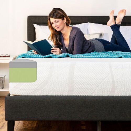 Queen 12in Medium-Firm Green Tea & Charcoal Gel Memory Foam Mattress - Lot 51