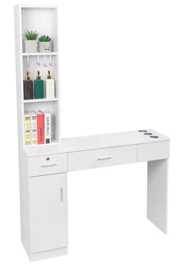 OmySalon Barber Station Wall Mount 2 Drawers 1 Storage Cabinet 3 Open Shelves - Image 1 - Lot 54