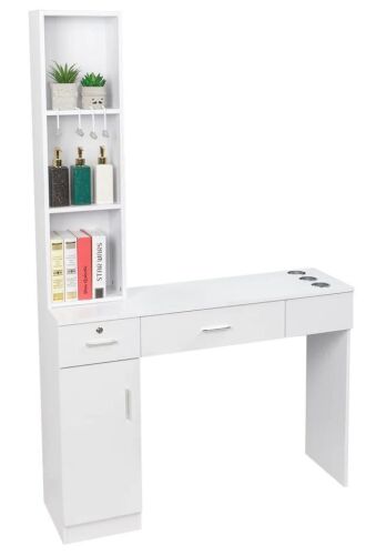 OmySalon Barber Station Wall Mount 2 Drawers 1 Storage Cabinet 3 Open Shelves - Lot 54