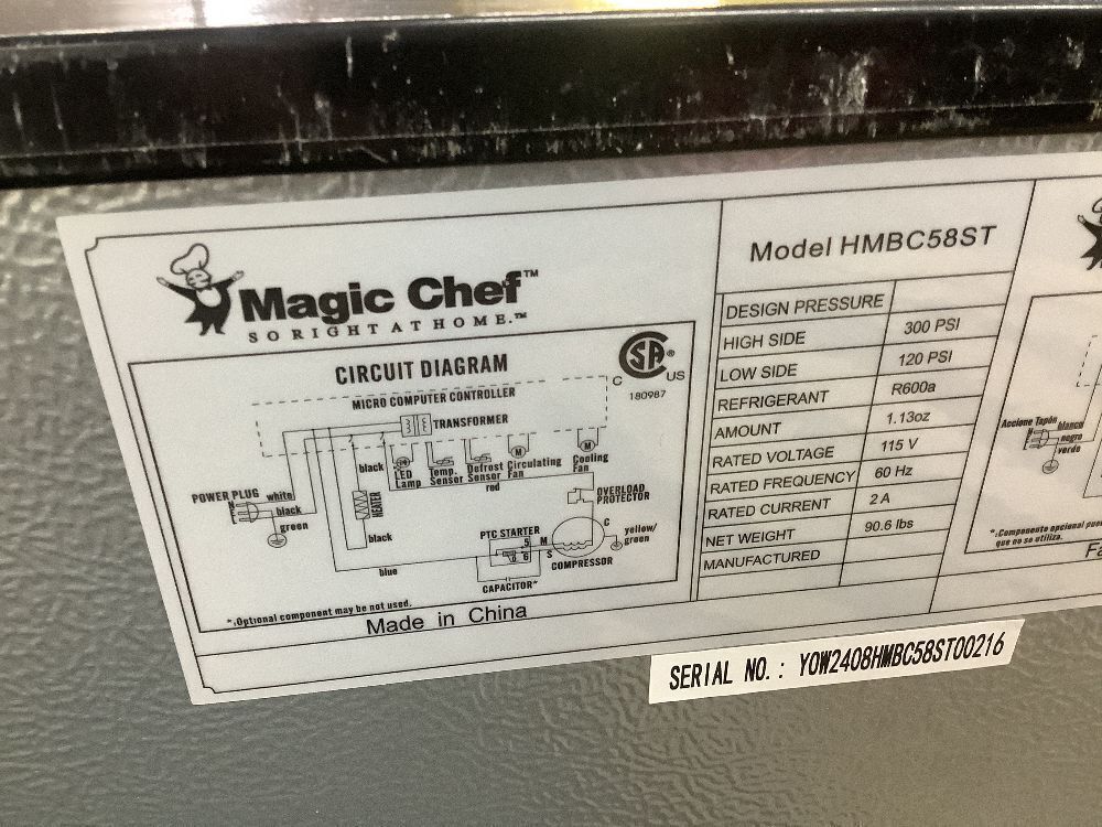 Magic Chef 154 (12 oz.) Can Beverage Cooler - Scratch & Dent, Door Closes but Needs Adjusted - Image 10 - Lot 57JF