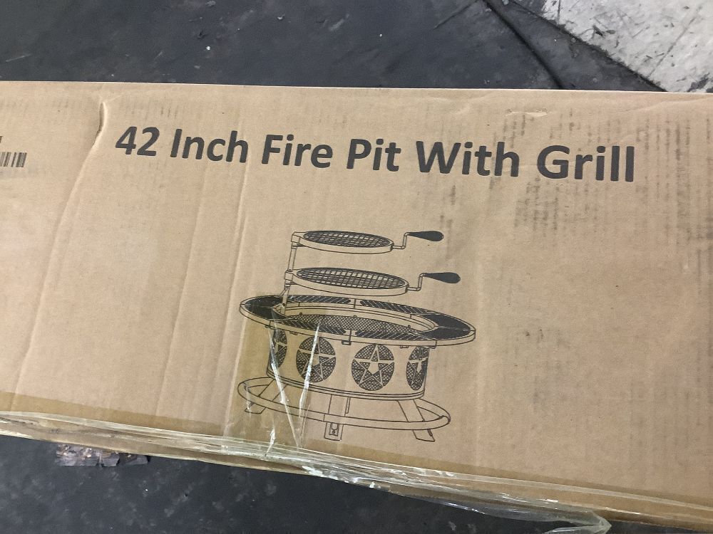 42 inch Round Wood Burning Fire Pit with Grills - Image 3 - Lot 67