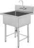 24x24 Inch Stainless Steel Commercial Sink with 27 Inch Splashback - Thumbnail 1