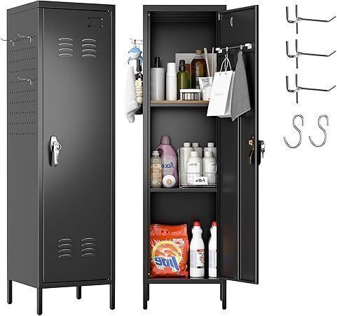 SUPEER 1 Door Metal Locker with Adjustable Shelves & 3 Hooks - Image 1 - Lot 100