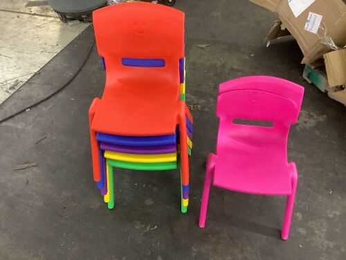 Kids Stackable Plastic Chairs, 6 pc - Pink Chair Damaged - Lot 101