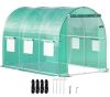 VEVOR Walk-in Tunnel Greenhouse with Galvanized Steel Hoops, 1 Top Beam, Diagonal Poles, Zippered Door & 6 Roll-up Windows, 9.8 x 6.6 x 6.6 ft - Thumbnail 1