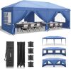 10x20 ft Pop Up Canopy with 6 Sidewalls, Blue - Thumbnail 1