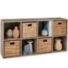 8-Cube Bookshelf, 11in Storage Display w/ Removable Panels, Customizable - Thumbnail 1