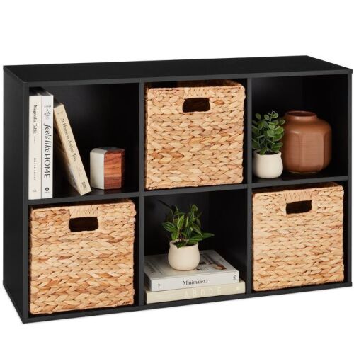 6-Cube Bookshelf, 11in Storage Display w/ Removable Panels, Customizable - Lot 233