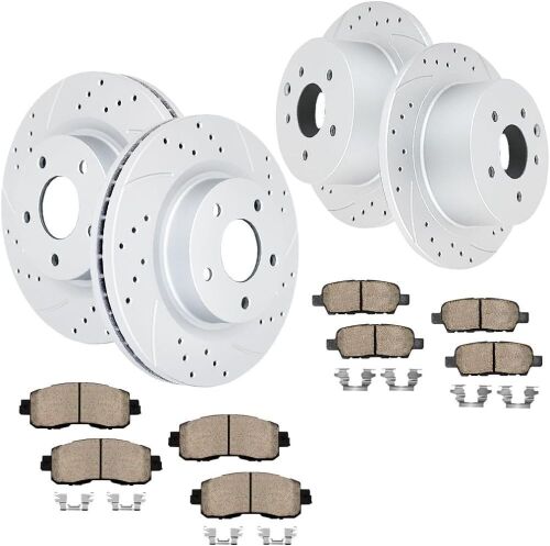 Front and Rear Brake Kit Drilled and Slotted Brake Rotors Ceramic Brake Pads Replacement for Nissan Altima 2013-2020 - Lot 253