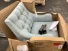 Madison Park Qwen Dusty Blue Button Tufted Accent Chair - Missing Front Legs - Thumbnail 2