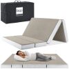 Queen Folding Portable Taupe Mattress Topper w/ Plush Foam - 4in - Thumbnail 1