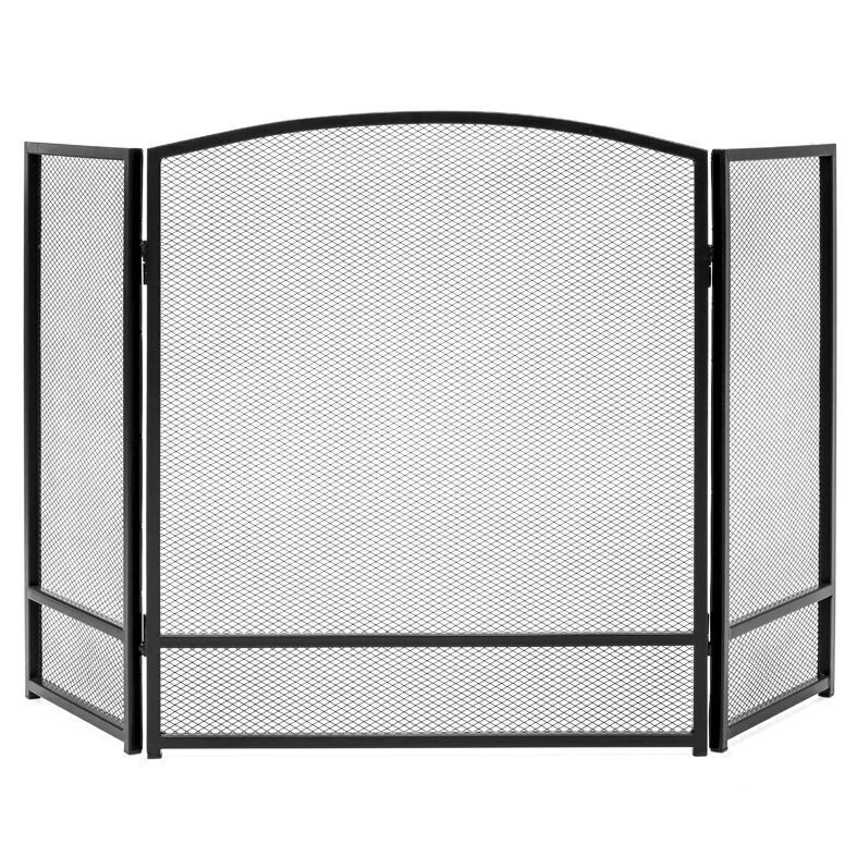 3-Panel Simple Steel Mesh Fireplace Screen w/ Worn Finish - 47.5x27.25in - Image 1 - Lot 272