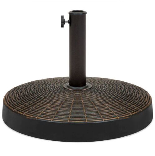 55lb Round Wicker Style Patio Umbrella Stand w/ Blackened Bronze Finish - Lot 278