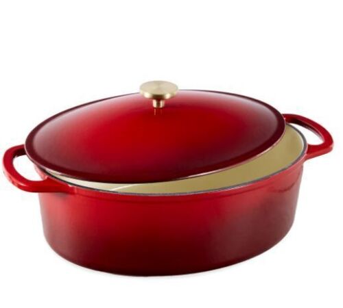 Oval Cast-Iron Dutch Oven Kitchen Cookware w/ Enamel - 7.5qt - Lot 281
